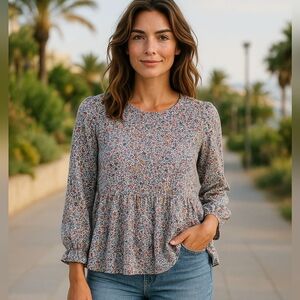 Jane and Delancey Paisley Floral Ruffle Long Sleeve Blouse